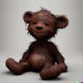 AI generated illustration of a creepy smiling wet teddy bear