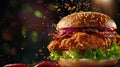 AI generated illustration of crispy fried chicken sandwich with fresh lettuce Royalty Free Stock Photo