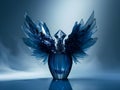 AI-generated illustration of a crystal perfume bottle, an elegant perfume bottle with wings Royalty Free Stock Photo