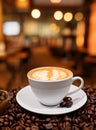 AI generated illustration of a cup of fresh coffee on a table Royalty Free Stock Photo