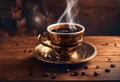 AI generated illustration of a cup of freshly brewed coffee with steam rising from it Royalty Free Stock Photo