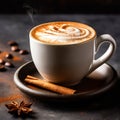 AI-generated illustration of a cup of freshly brewed steaming coffee with cinnamon. Royalty Free Stock Photo