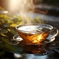 AI generated illustration of cup of steaming tea Royalty Free Stock Photo