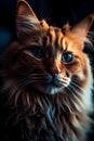AI generated illustration of a curious looking domestic cat with vibrant green eyes