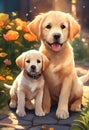 AI generated illustration of cute and adorable cartoon playful labrador retriever puppy Royalty Free Stock Photo