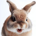 AI generated illustration of a cute angry fluffy rabbit with a snarl