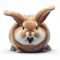 AI generated illustration of a cute angry fluffy rabbit with a snarl