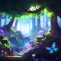 AI generated illustration of a cute cartoon magical mystical fairy tale forest