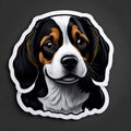 AI generated illustration of a cute cartoon sticker of a brown dog