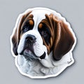 AI generated illustration of a cute cartoon sticker of a brown and white dog