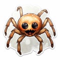 AI generated illustration of a cute cartoon sticker of a spider isolated on the white background