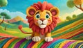 AI generated illustration of a cute cheerful and funny lion cub made with colorful playdough