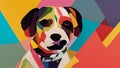 AI generated illustration of a cute colorful Beagle puppy on a colorful background