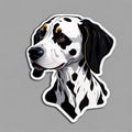 AI generated illustration of a cute Dalmatian dog sticker on the gray background