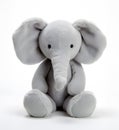 AI generated illustration of a cute fluffy elephant toy isolated on the white background Royalty Free Stock Photo