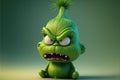 AI generated illustration of a cute funny 3D green Grinch character