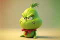 AI generated illustration of a cute funny 3D green Grinch character