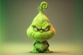 AI generated illustration of a cute funny 3D green Grinch character