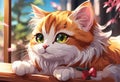AI generated illustration of a cute ginger cat