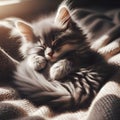 AI generated illustration of a cute little kitten taking a nap Royalty Free Stock Photo