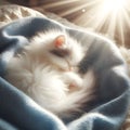 AI generated illustration of a cute little kitten taking a nap Royalty Free Stock Photo