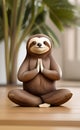 AI generated illustration of a cute sloth in yoga pose Royalty Free Stock Photo