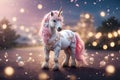AI generated illustration of a cute unicorn on a bokeh background Royalty Free Stock Photo