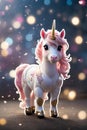 AI generated illustration of a cute unicorn on a bokeh background Royalty Free Stock Photo