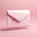 AI generated illustration of a 3d bright pink envelope on the pink background