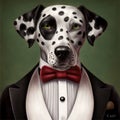 AI generated illustration of a dalmatian in a suit art