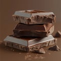 AI-generated illustration of dark chocolate chunks with a rich texture Royalty Free Stock Photo