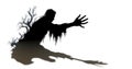 AI generated illustration of a dark eerie silhouette against a white backdrop