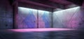 AI generated illustration of a dark room with a striking pink light emanating