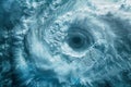 AI generated illustration of a dark swirling storm over an ocean with a mysterious black hole