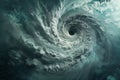 AI generated illustration of a dark swirling storm over an ocean with a mysterious black hole