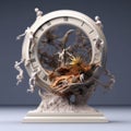 AI generated illustration of a decorative artistic ornate clock with a statue design