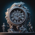 AI generated illustration of a decorative artistic ornate clock with a statue design