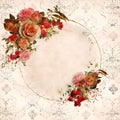 AI generated illustration of a delicate, antique-inspired floral motif on a lacy background