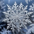 AI generated illustration of a delicate snowflake frozen in time by ice crystals