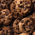 AI generated illustration of a delicious assortment of freshly baked chocolate chip cookies Royalty Free Stock Photo