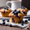 AI generated illustration of a delicious blueberry muffin on a white plate Royalty Free Stock Photo