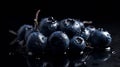 a bunch of blueberries covered by waterdrops