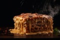 AI generated illustration of a delicious cheesy lasagna