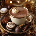 AI generated illustration of delicious chocolate cookies paired with hot chocolate