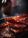 AI generated illustration of delicious fried bacon on the table Royalty Free Stock Photo