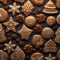 AI generated illustration of delicious ginger cookies arranged on a tabletop