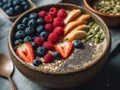 AI generated illustration of a delicious oatmeal bowl with ripe berries