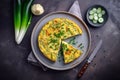 AI generated illustration of A delicious omelette with a medley of fresh spring vegetables