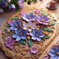 this ornate floral cake is made from cake mix and fondant