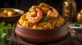 AI generated illustration of a delicious plate of an appetizing Mofongo with Shrimp